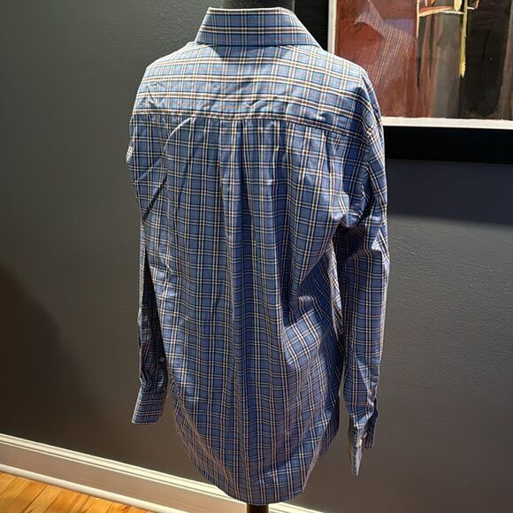 Peter Millar blue plaid button down shirt. Medium. - Picture 3 of 6